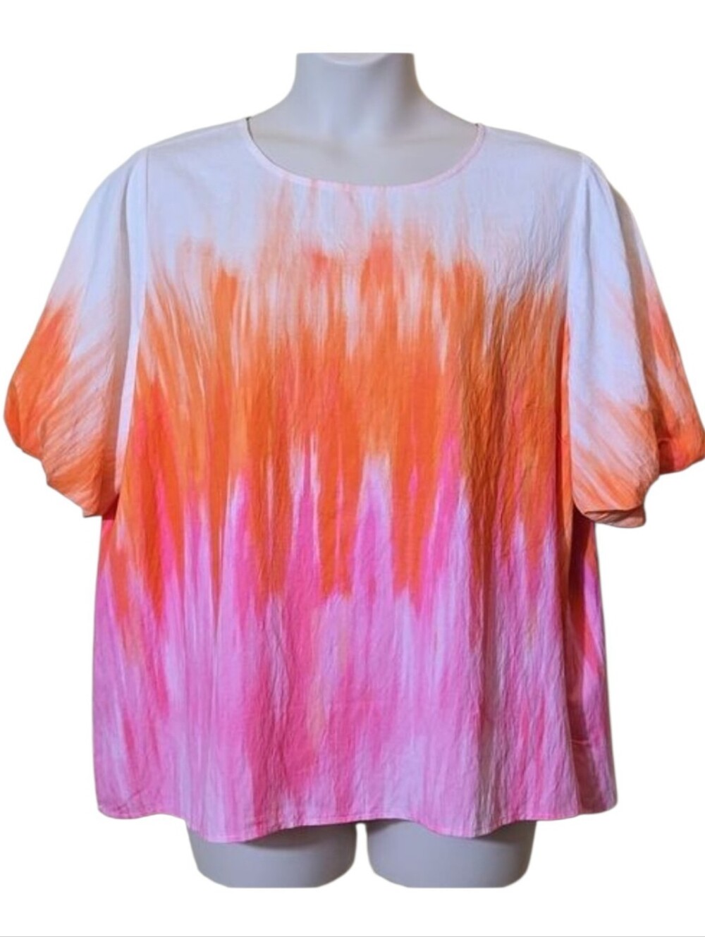 Vince Camuto Tie-Dye Puff Sleeve Top‎ 2X Colorful Coastal